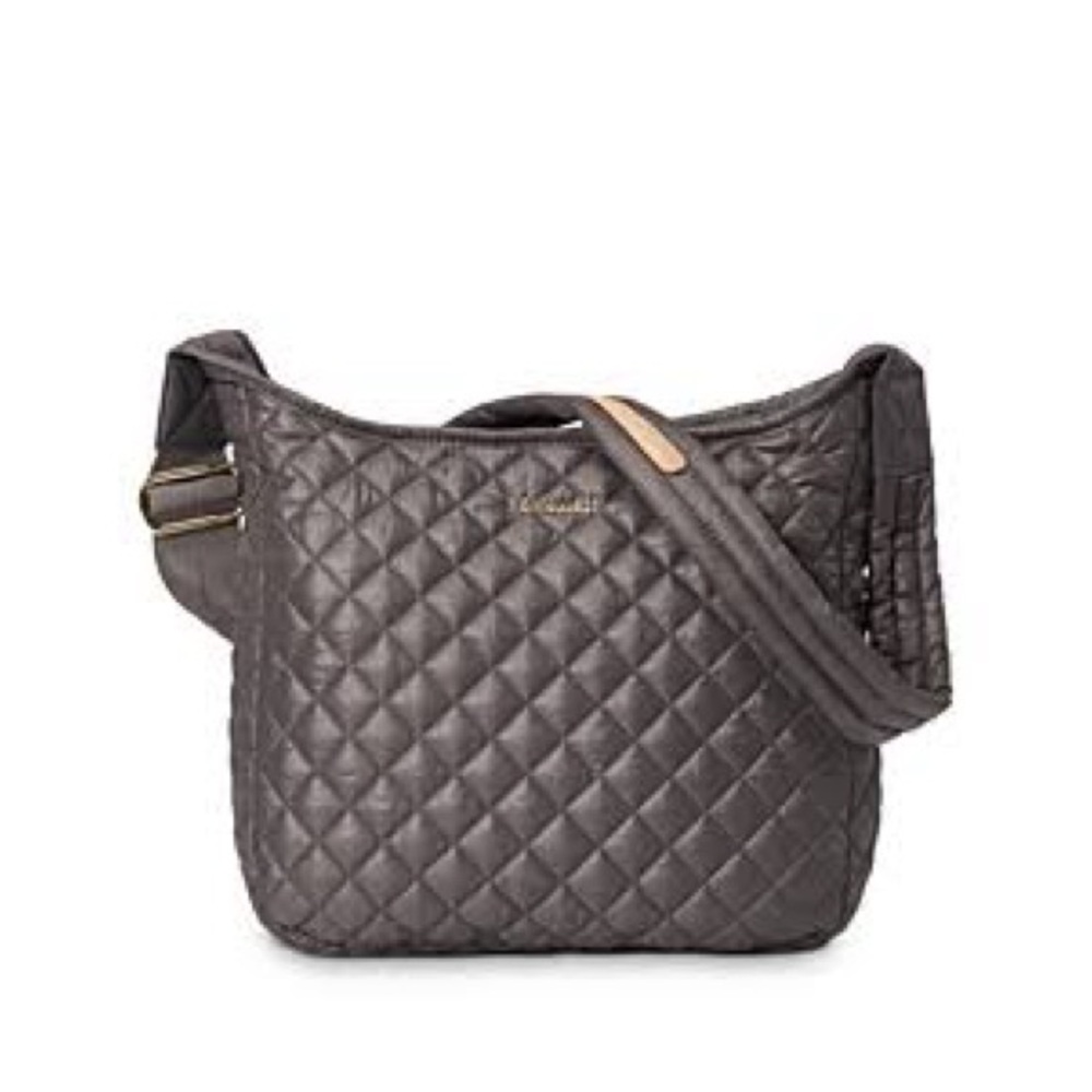 MZ WALLACE Parker Quilted Nylon Crossbody Bag Messenger Bag Purse Gray Medium Sz - Picture 6 of 16